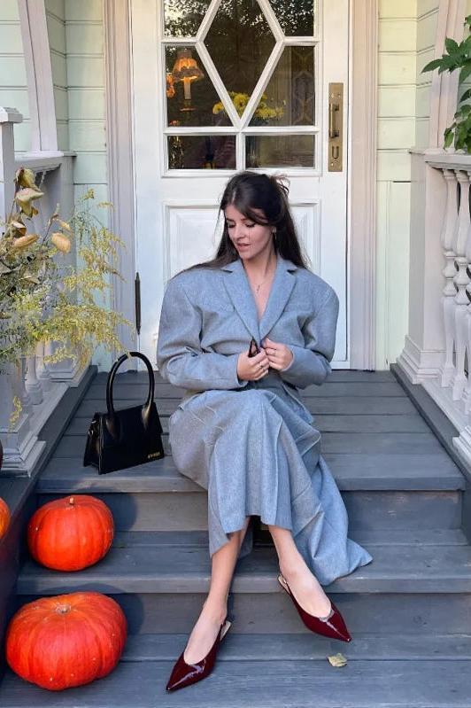 Grey Suits Woolen Blazer and Skirt