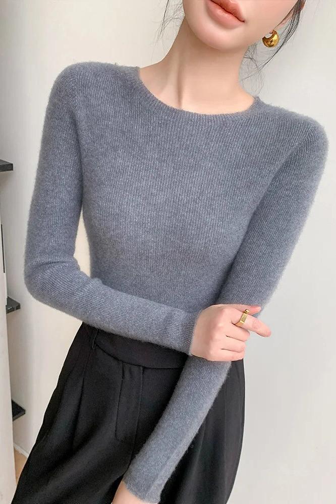Cashmere Sweater Slim O-neck Pullover