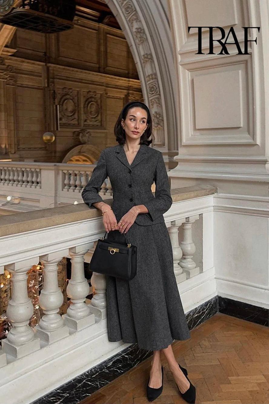 Set Suit Skirt Jacket High-waisted A-line Skirt