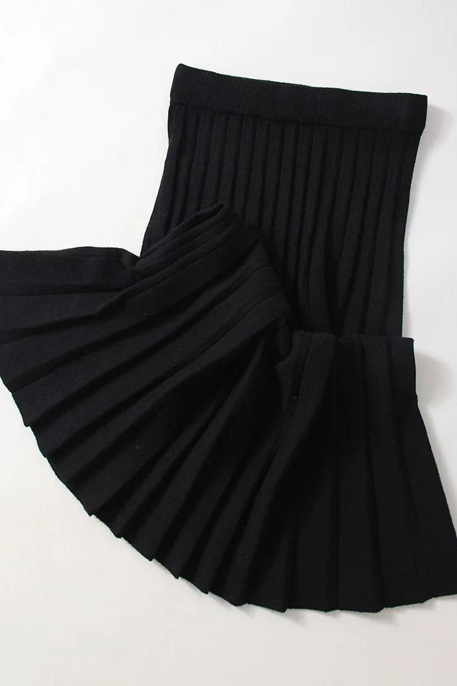 Knitted Pleated Skirts Short and Long