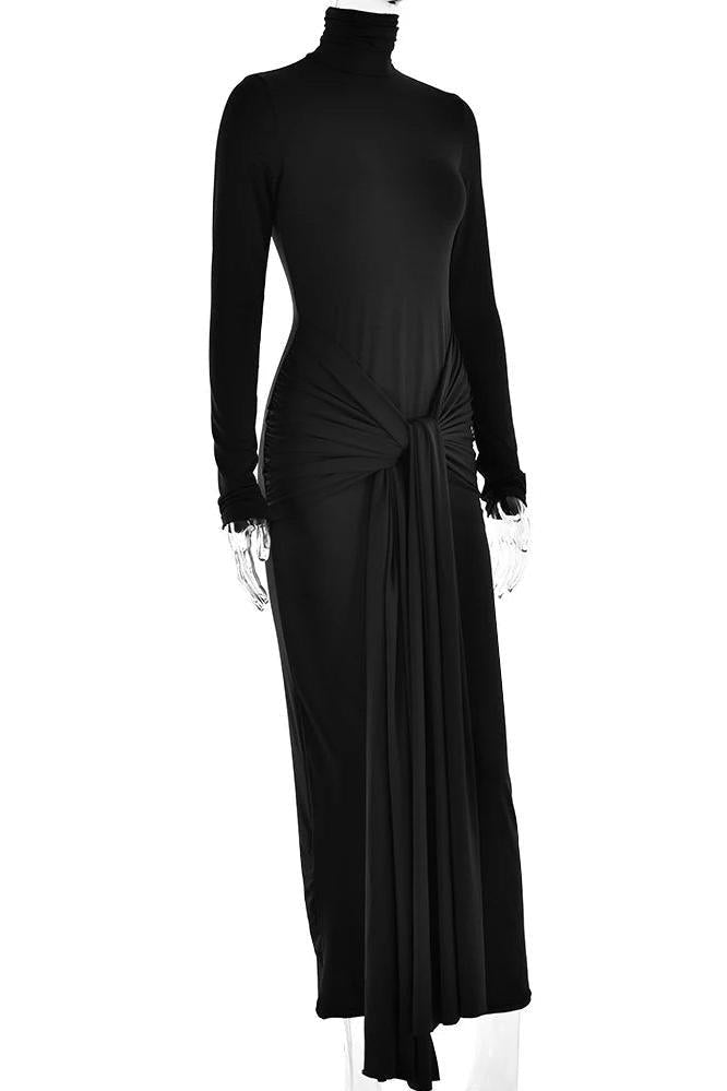 High Neck Long Sleeve Bodycon Dress