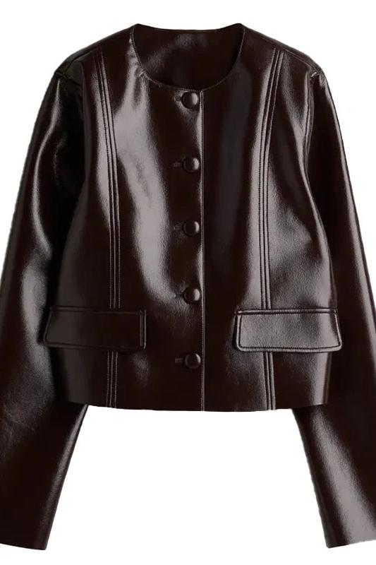 PU Leather Jackets Short Skirt Sets