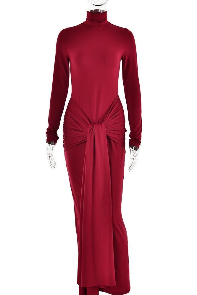High Neck Long Sleeve Bodycon Dress