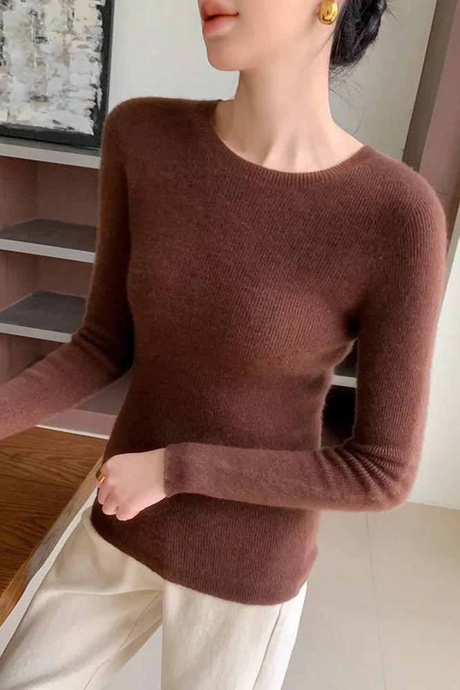 Cashmere Sweater Slim O-neck Pullover