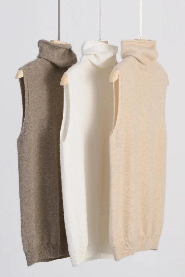 Vest Merino Wool Turtleneck Sweater Waistcoat Top
