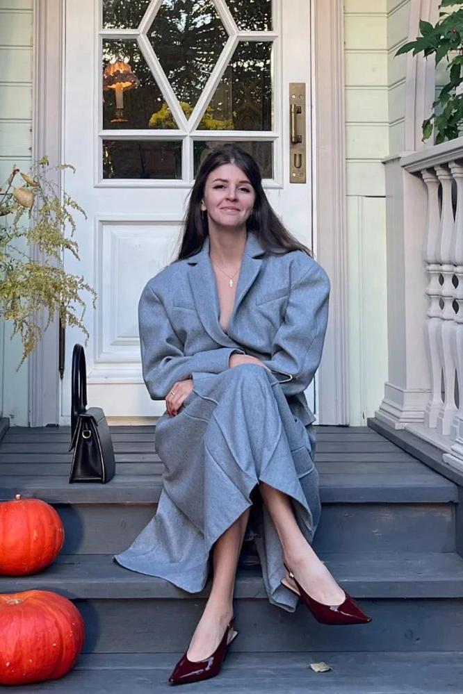 Grey Suits Woolen Blazer and Skirt