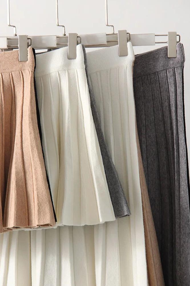 Knitted Pleated Skirts Short and Long