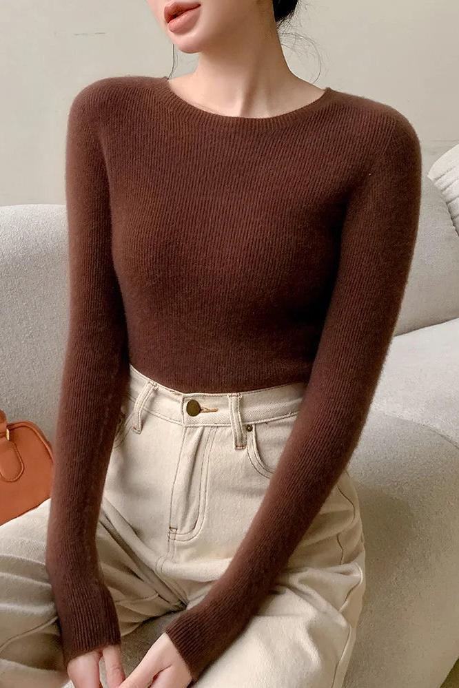Cashmere Sweater Slim O-neck Pullover