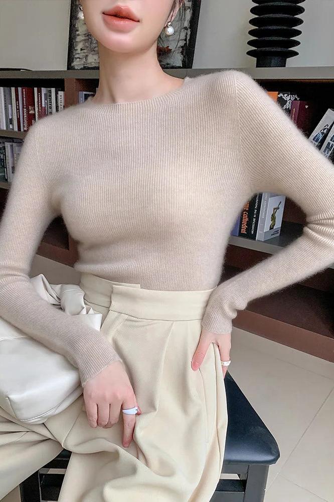 Cashmere Sweater Slim O-neck Pullover