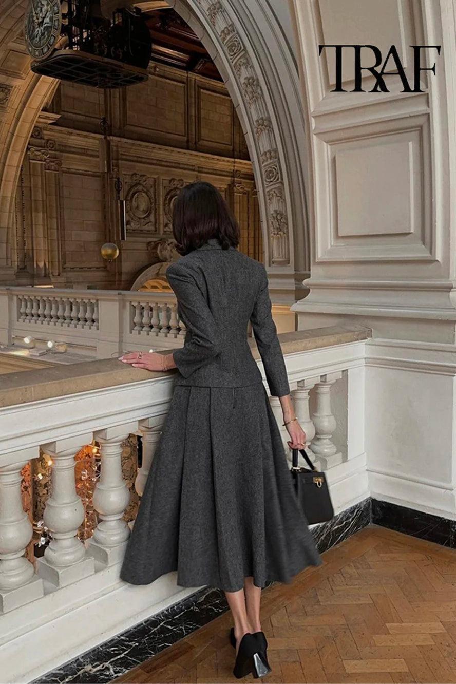Set Suit Skirt Jacket High-waisted A-line Skirt