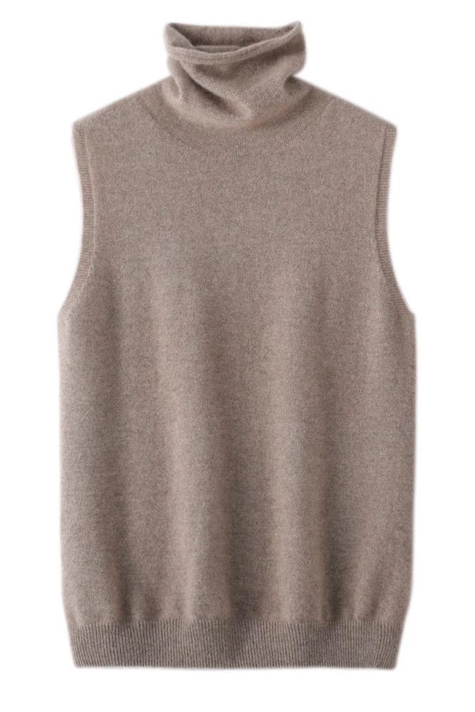 Vest Merino Wool Turtleneck Sweater Waistcoat Top