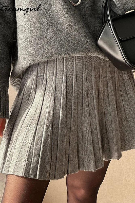 Knitted Pleated Skirts Short and Long