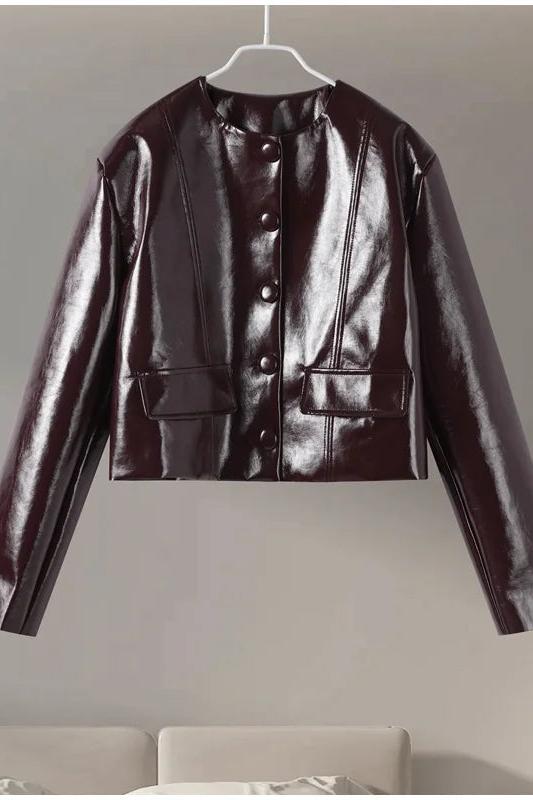 PU Leather Jackets Short Skirt Sets
