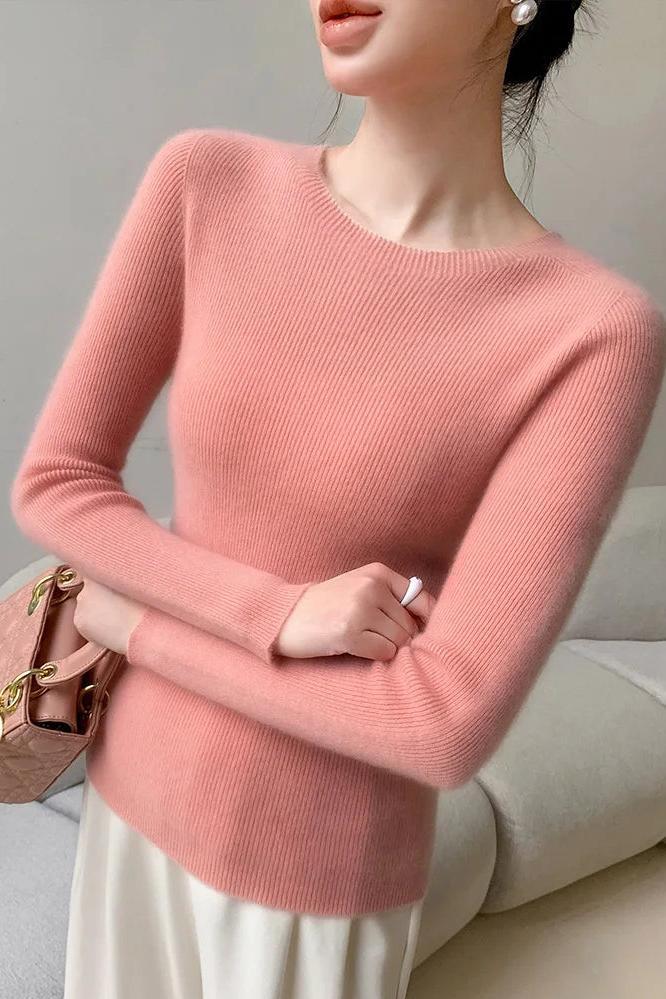 Cashmere Sweater Slim O-neck Pullover
