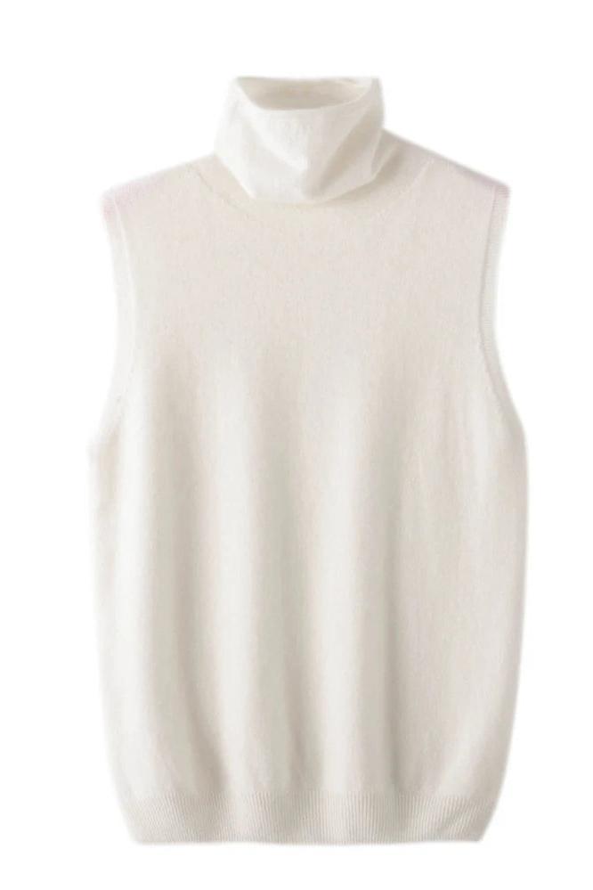 Vest Merino Wool Turtleneck Sweater Waistcoat Top