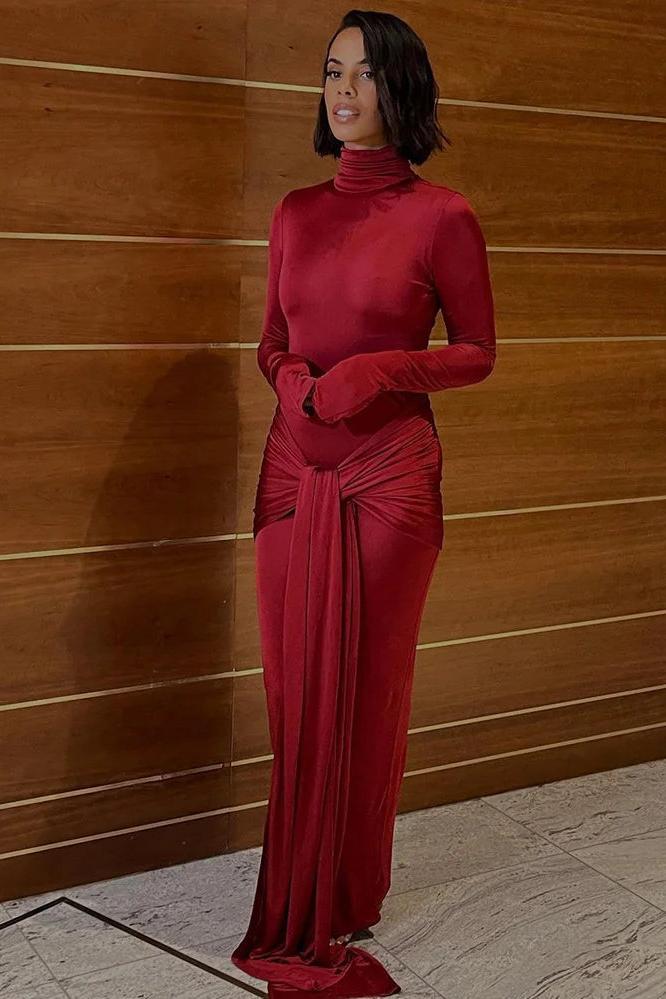 High Neck Long Sleeve Bodycon Dress