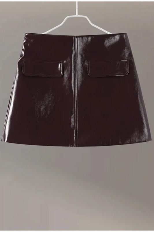 PU Leather Jackets Short Skirt Sets