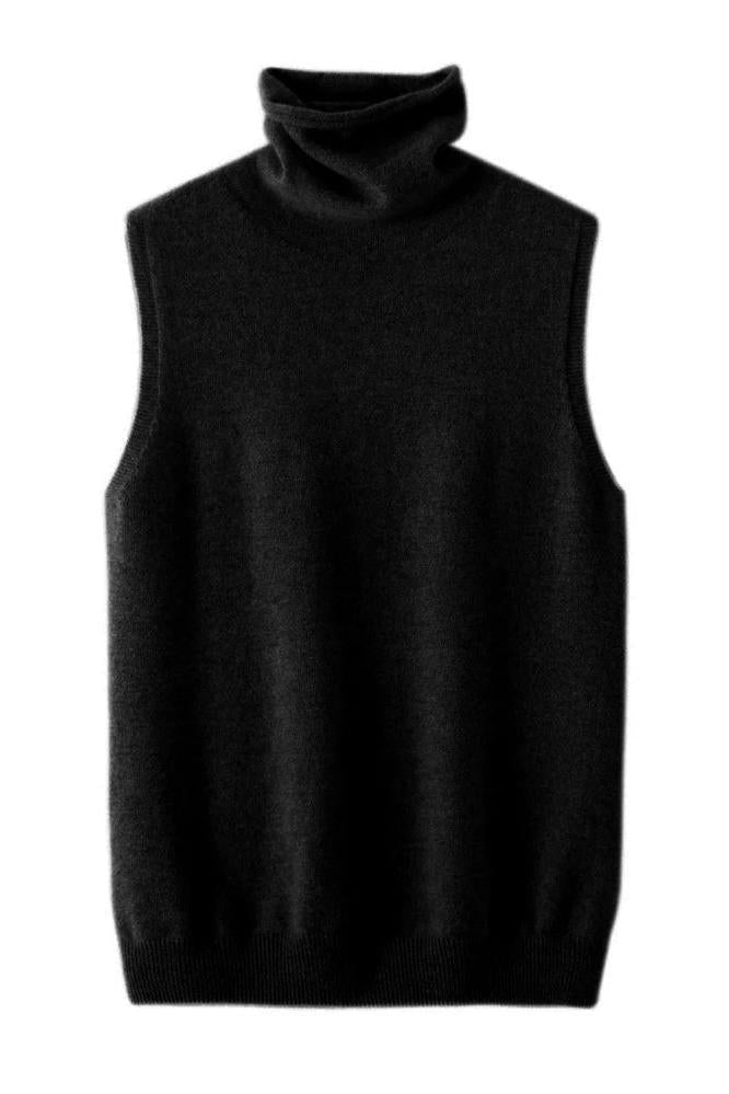 Vest Merino Wool Turtleneck Sweater Waistcoat Top