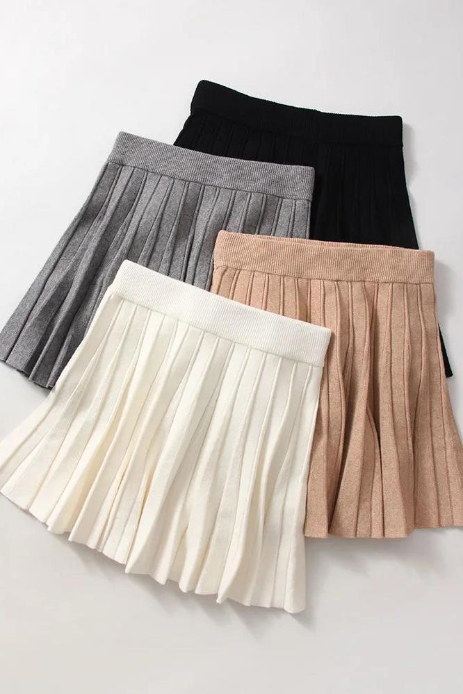 Knitted Pleated Skirts Short and Long