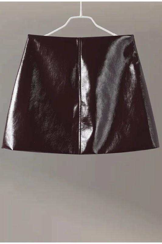 PU Leather Jackets Short Skirt Sets