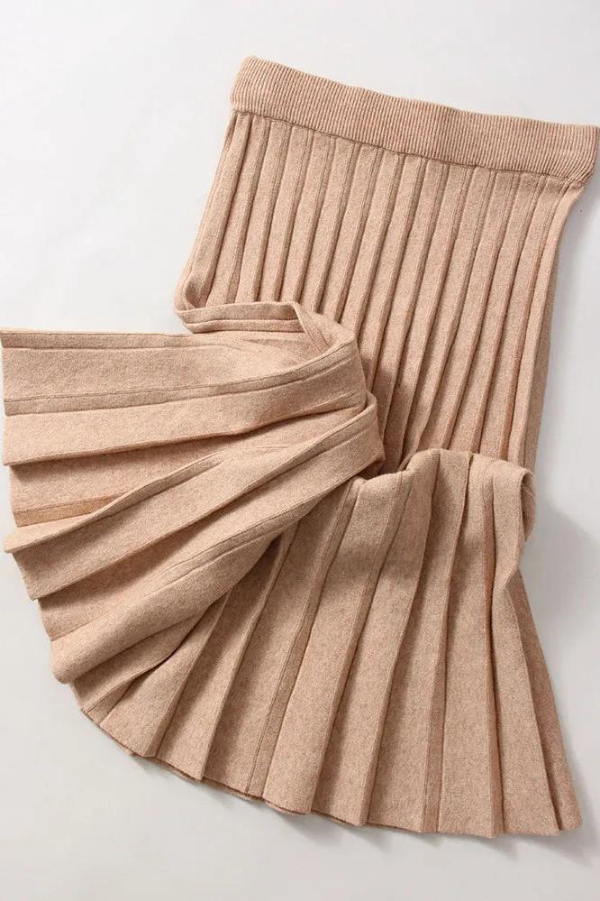 Knitted Pleated Skirts Short and Long