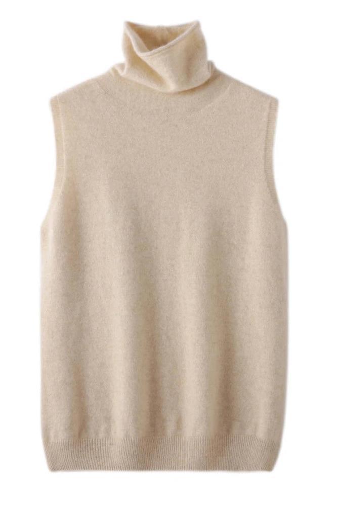 Vest Merino Wool Turtleneck Sweater Waistcoat Top