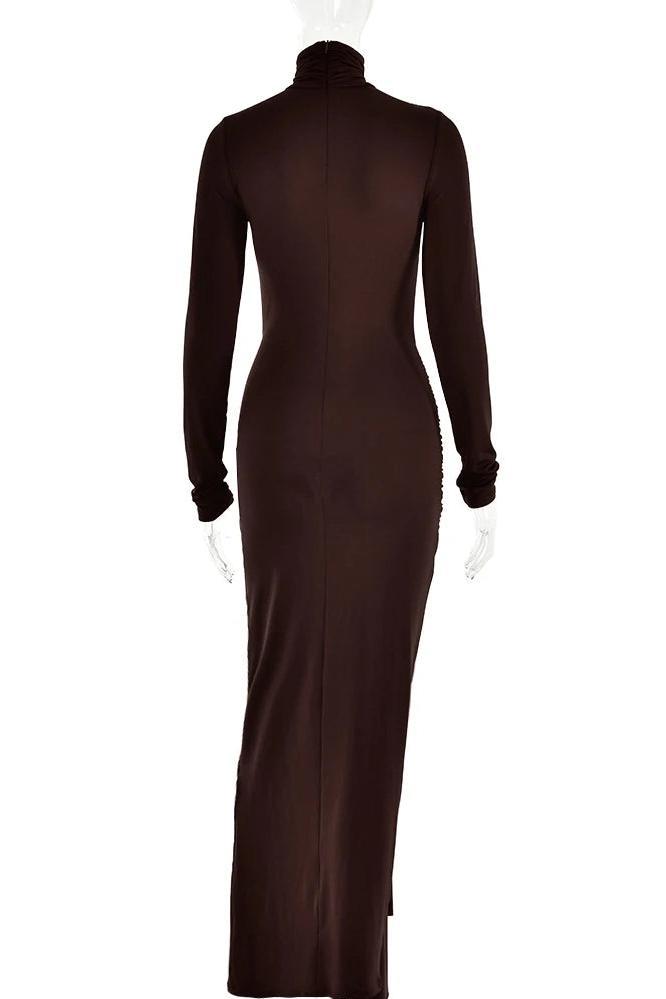 High Neck Long Sleeve Bodycon Dress