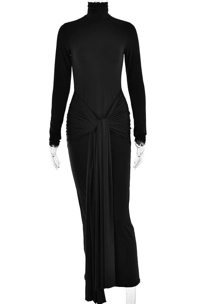 High Neck Long Sleeve Bodycon Dress