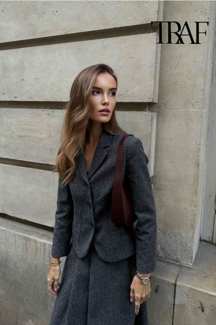 Set Suit Skirt Jacket High-waisted A-line Skirt