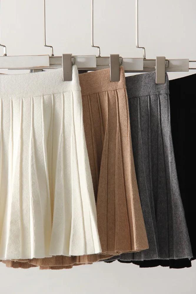 Knitted Pleated Skirts Short and Long
