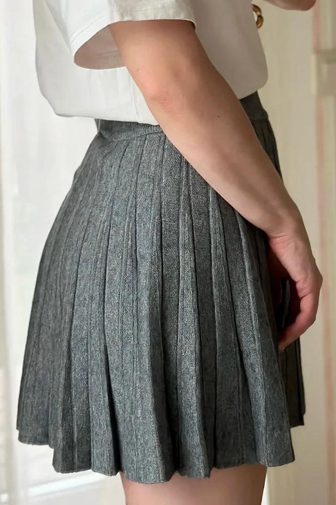 Knitted Pleated Skirts Short and Long