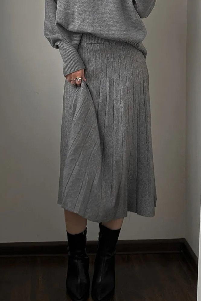 Knitted Pleated Skirts Short and Long
