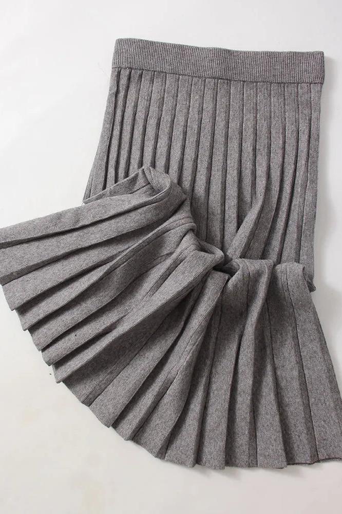 Knitted Pleated Skirts Short and Long
