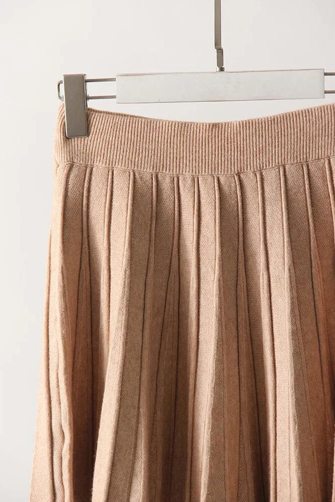 Knitted Pleated Skirts Short and Long
