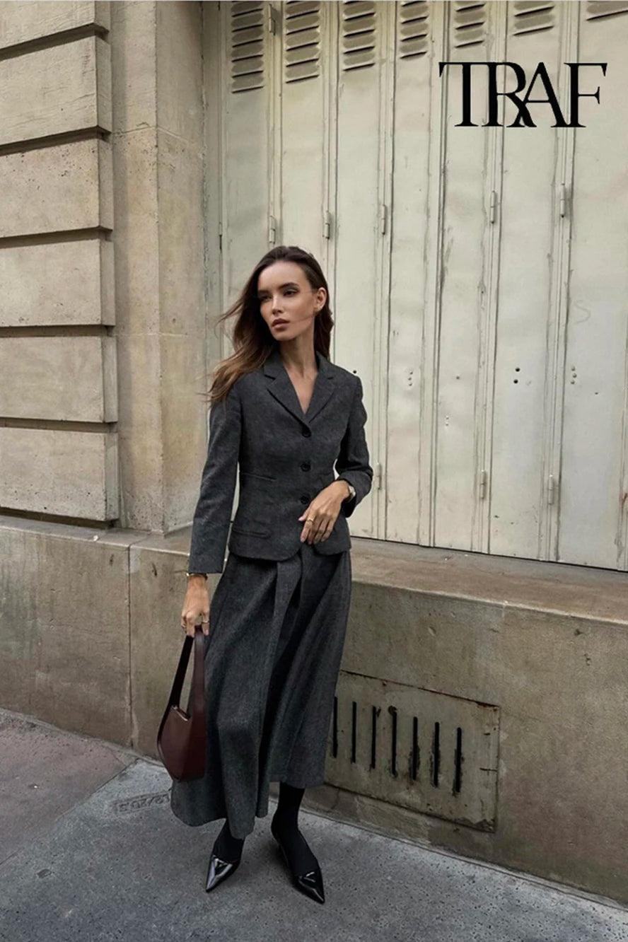 Set Suit Skirt Jacket High-waisted A-line Skirt