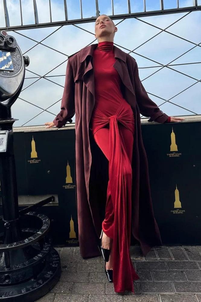 High Neck Long Sleeve Bodycon Dress