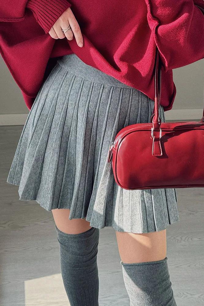 Knitted Pleated Skirts Short and Long