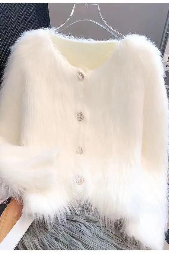 Warm Crop Cardigan Knitted Elegant Casual Sweaters