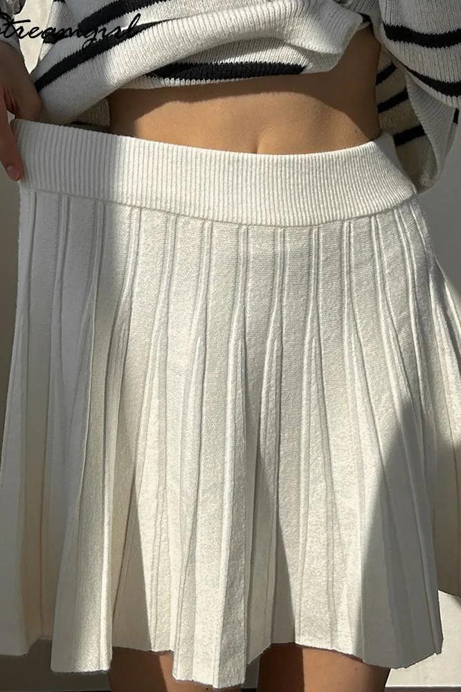 Knitted Pleated Skirts Short and Long