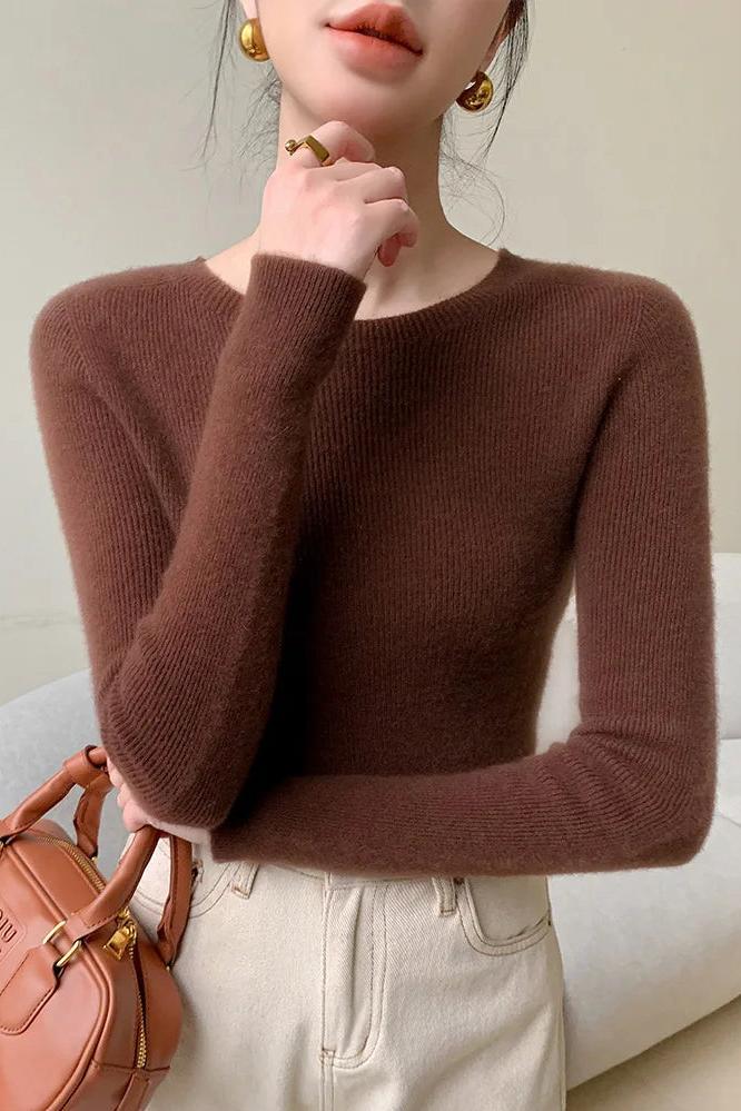 Cashmere Sweater Slim O-neck Pullover