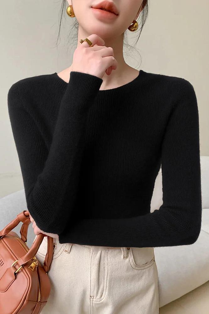 Cashmere Sweater Slim O-neck Pullover