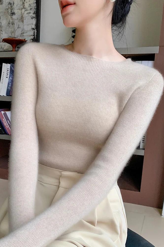 Cashmere Sweater Slim O-neck Pullover