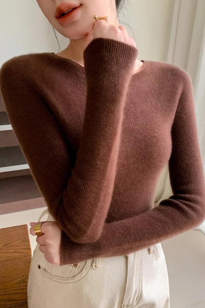 Cashmere Sweater Slim O-neck Pullover