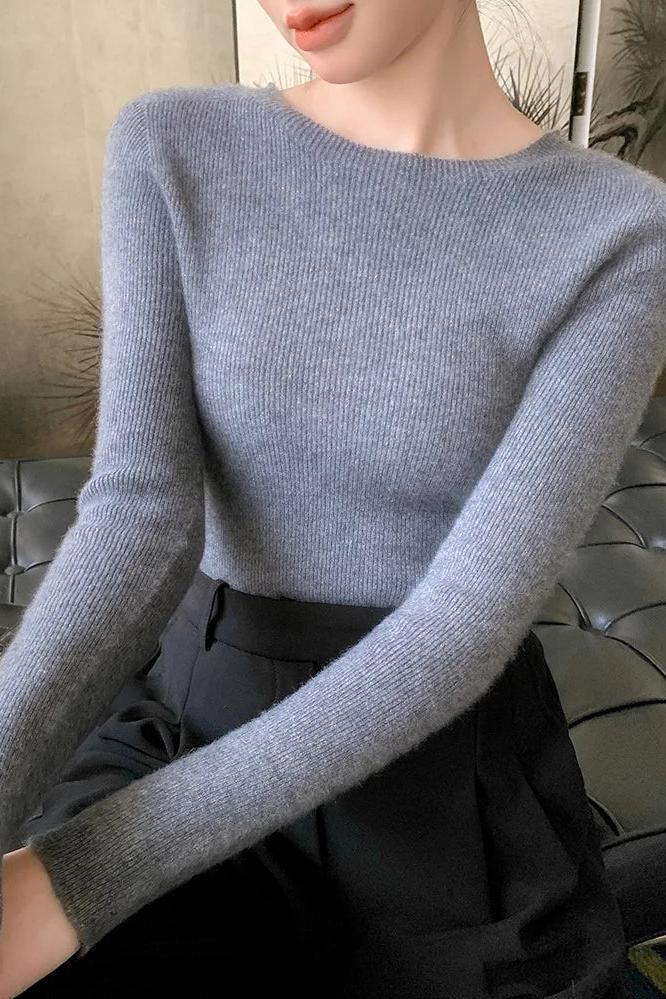 Cashmere Sweater Slim O-neck Pullover