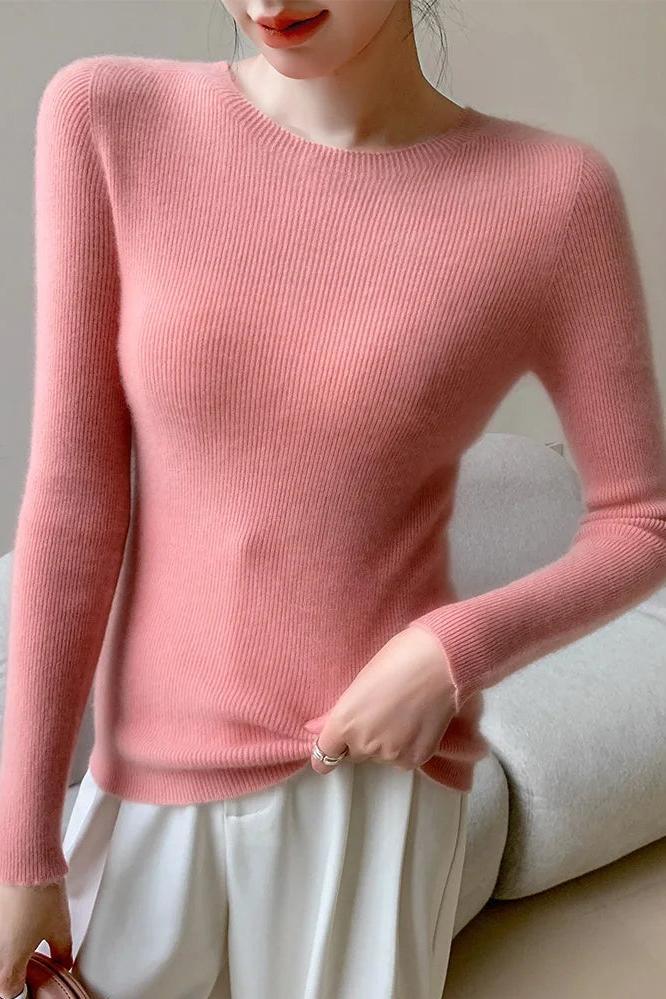 Cashmere Sweater Slim O-neck Pullover