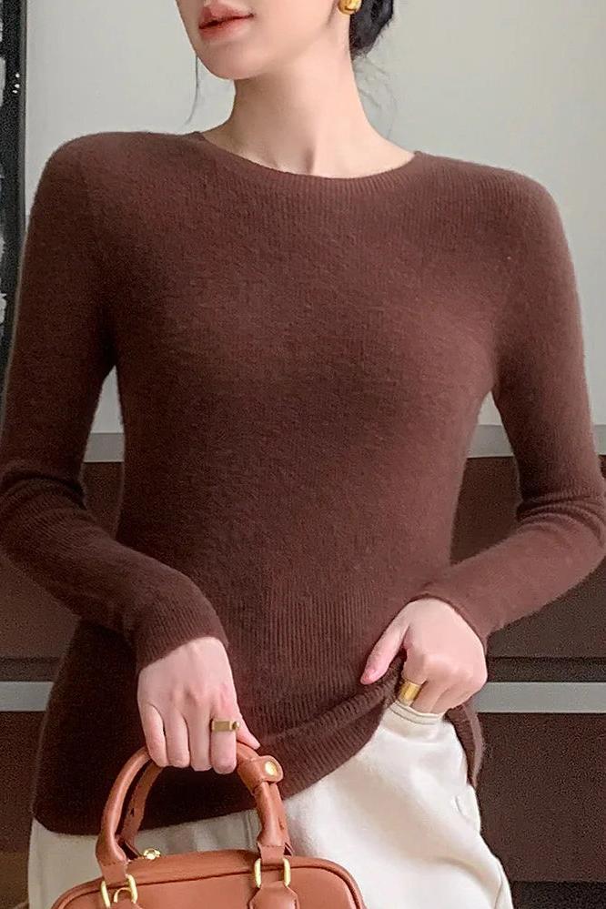 Cashmere Sweater Slim O-neck Pullover