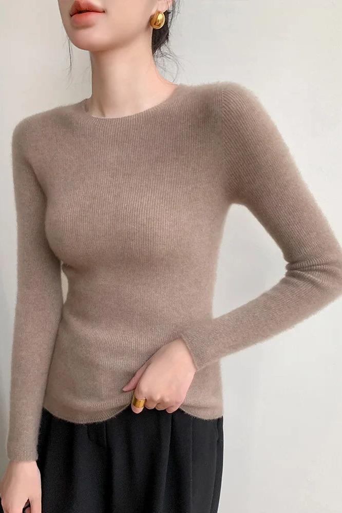 Cashmere Sweater Slim O-neck Pullover