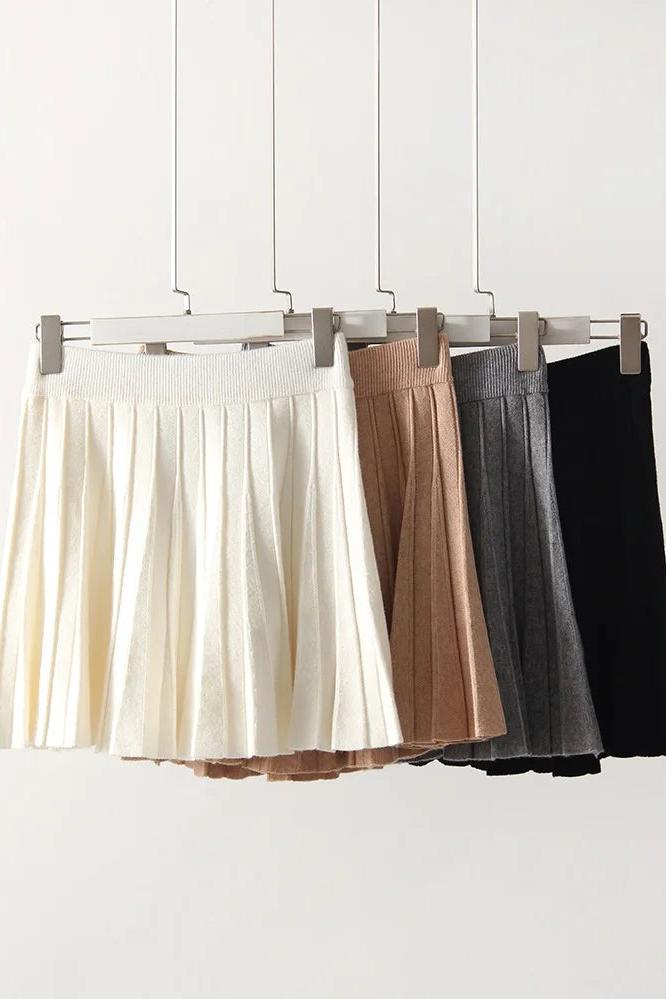 Knitted Pleated Skirts Short and Long