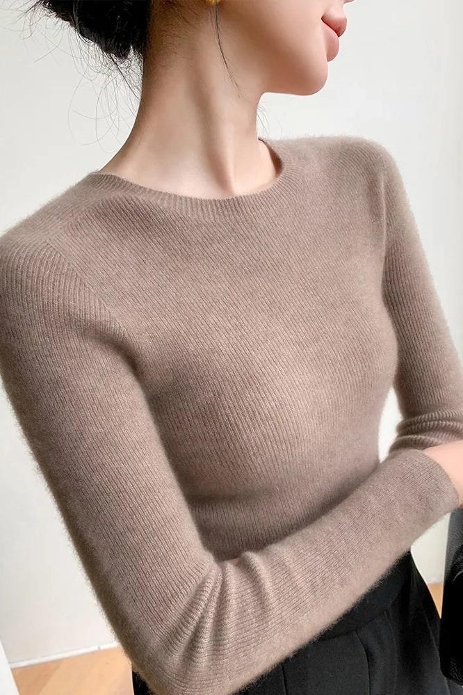 Cashmere Sweater Slim O-neck Pullover